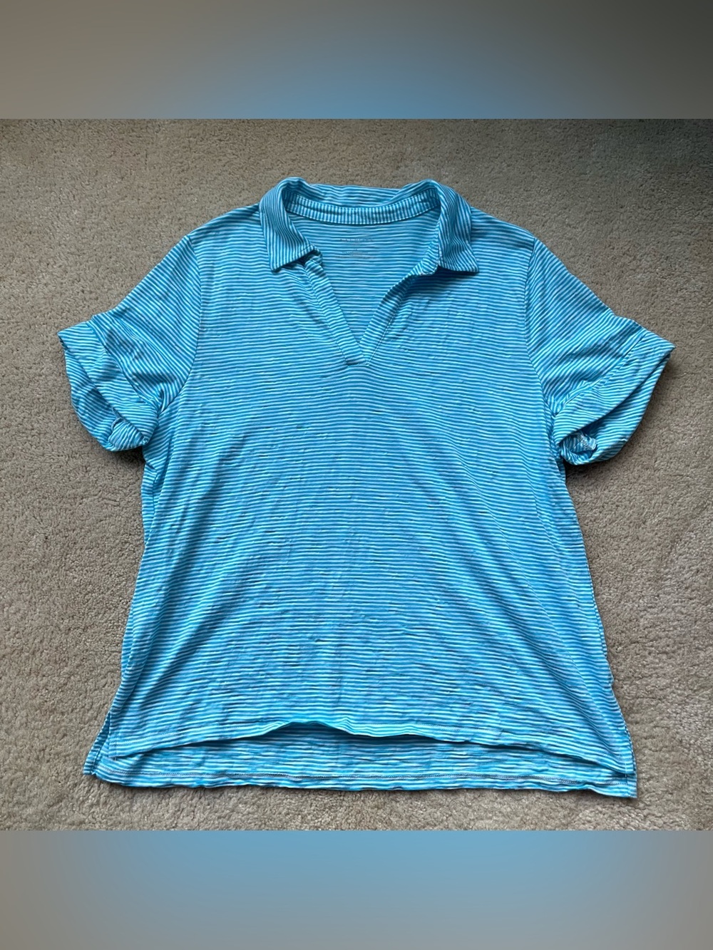 Talbots Blue & White Striped Collared Top - Plus Size 2X - EUC - Cotton/Modal